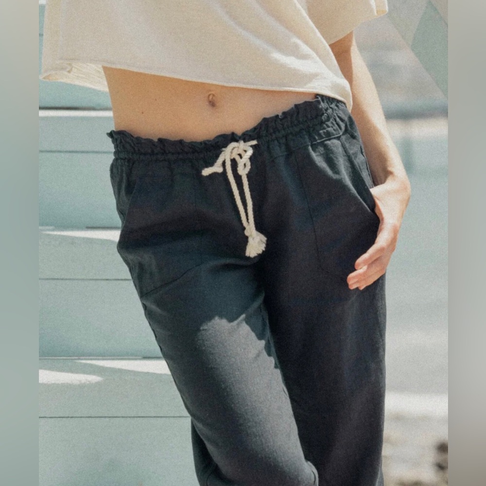 Roxy Black Linen Beach Pants